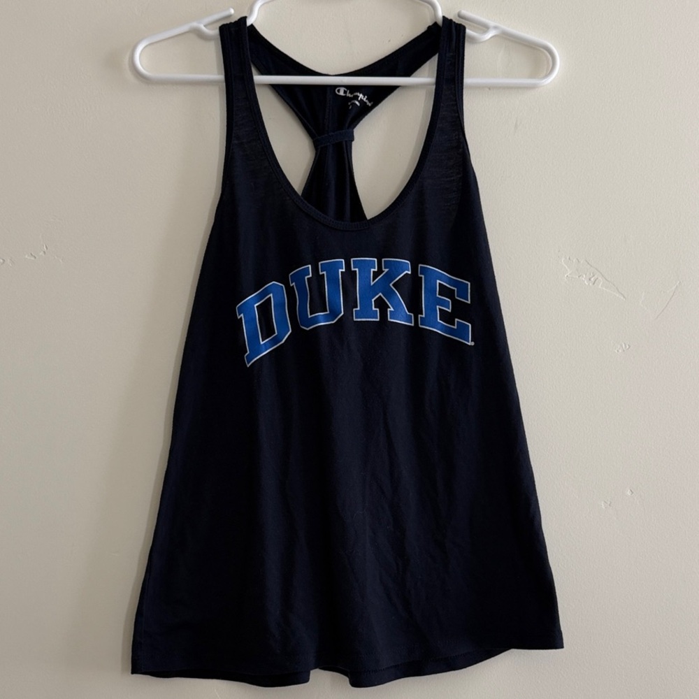 Champion Black Racerback Tank Top with Blue DUKE Logo